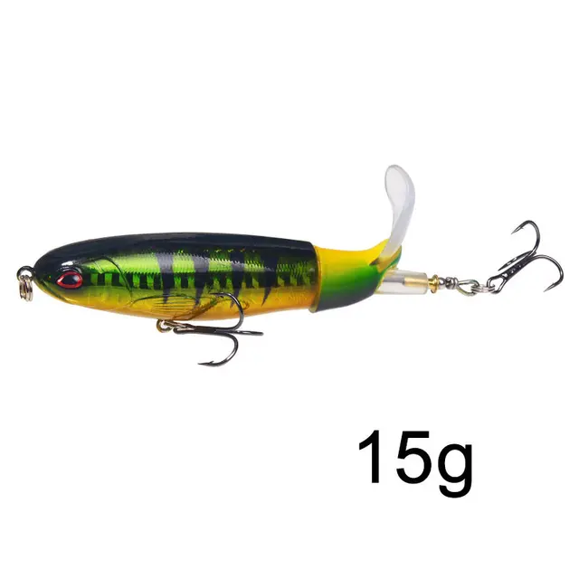 1 Pcs 10cm/14cm Topwater Fishing Lure Whopper Popper Artificial Bait Hard Plopper Soft Rotating Tail Fishing Tackle Fishing Bait Z02