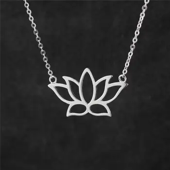 

925 Sterling Silver Buddhist Elements Lotus Flower Necklaces & Pendants For Women Elegant Lady Sterling-silver-jewelry 925-199