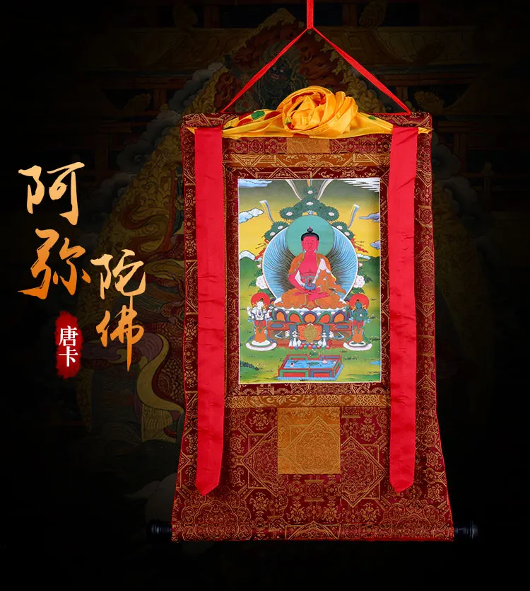 Thangka Тибетский ручной работы двухэтажный статуи Будды Thangka Висячие тибетские украшения гостиной фрески длинные 125 см
