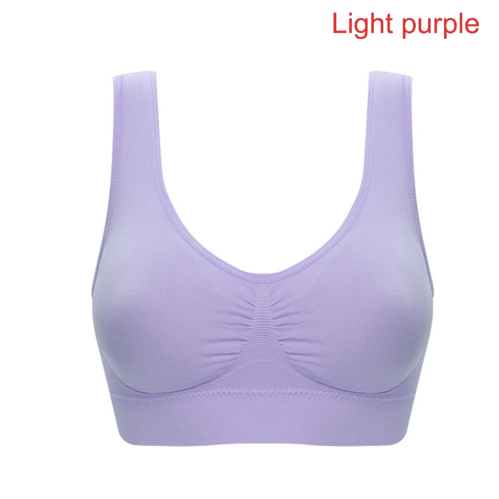 Сексуальный женский бесшовный бюстгальтер из хлопка, ударопрочный поддерживающий бюстгальтер, стильное бесшовное нижнее белье для фитнеса, бюстгальтер для фитнеса, Размеры M/L/XL - Цвет: light purple bra