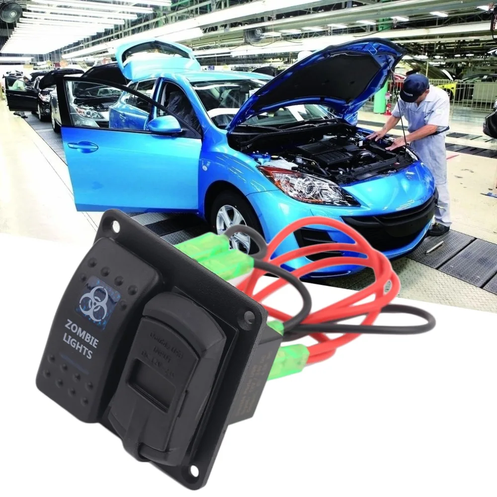 CS-512B1 4.2A IP65 авто лодка морской алюминиевый выключатель доска двойной USB с Вольтметр коммутационная панель