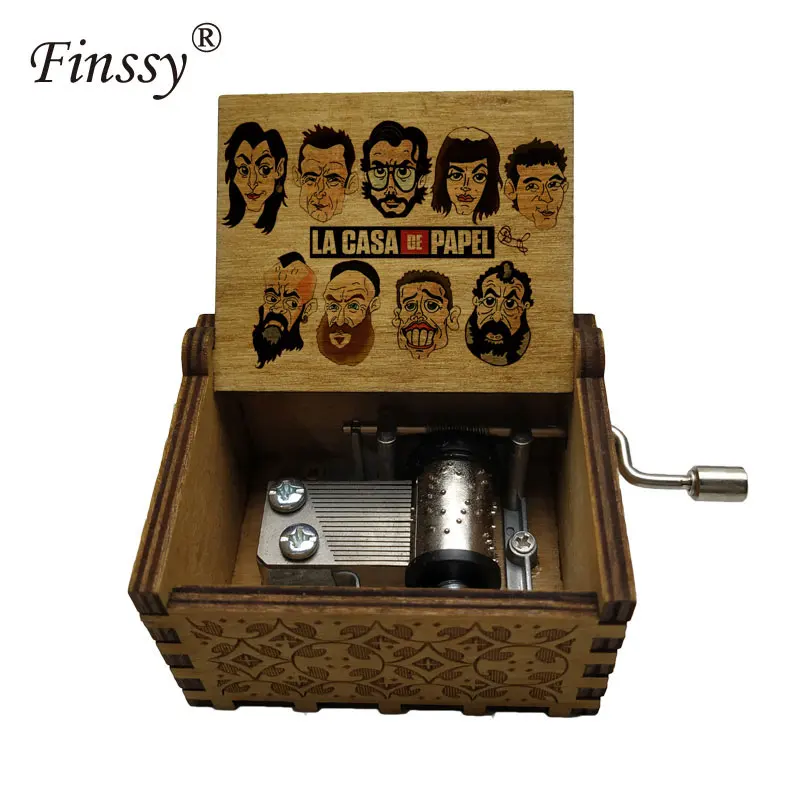 Wooden La Casa De Papel Money Heist figure print bella ciao Music Box Musical Box Birthday Gift Christmas Gift New Year Gift - Цвет: Music-25