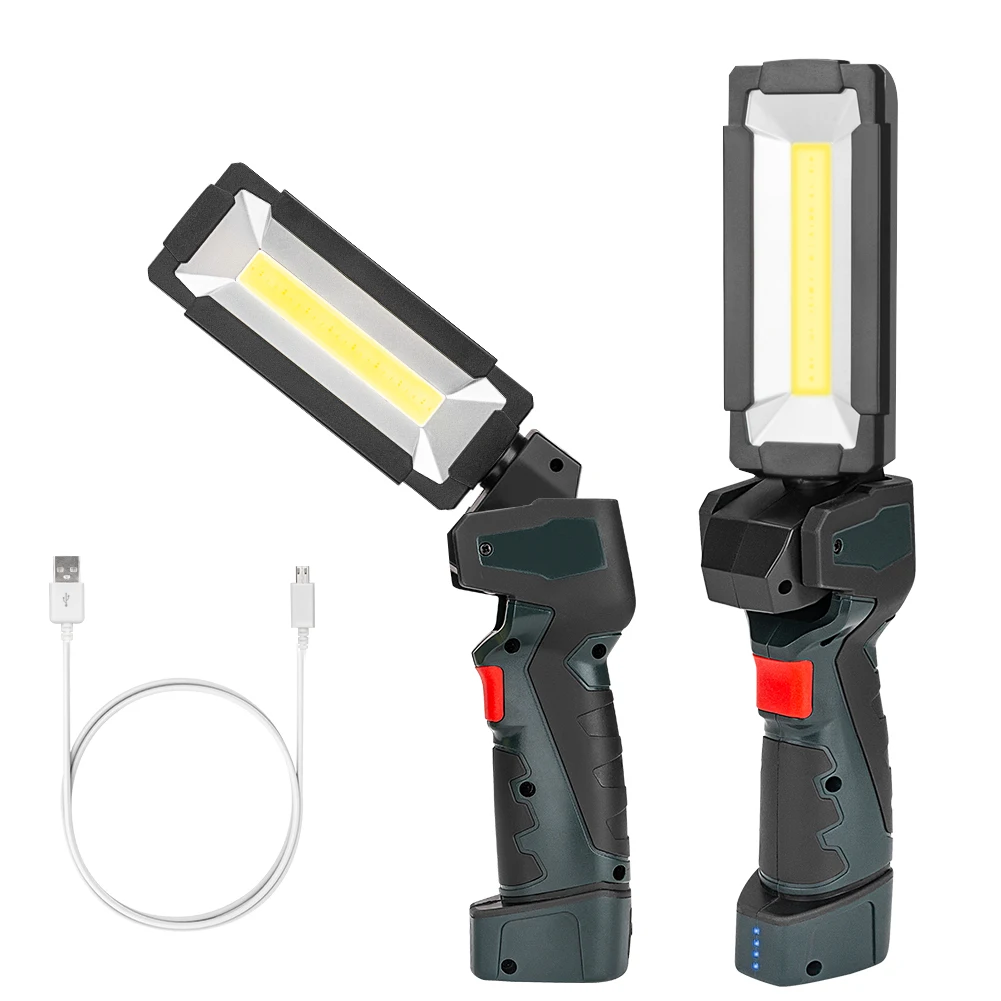 10W XPE COB LED Work Light Flashlight Car Inspection Lamp with Hook Rechargeable 