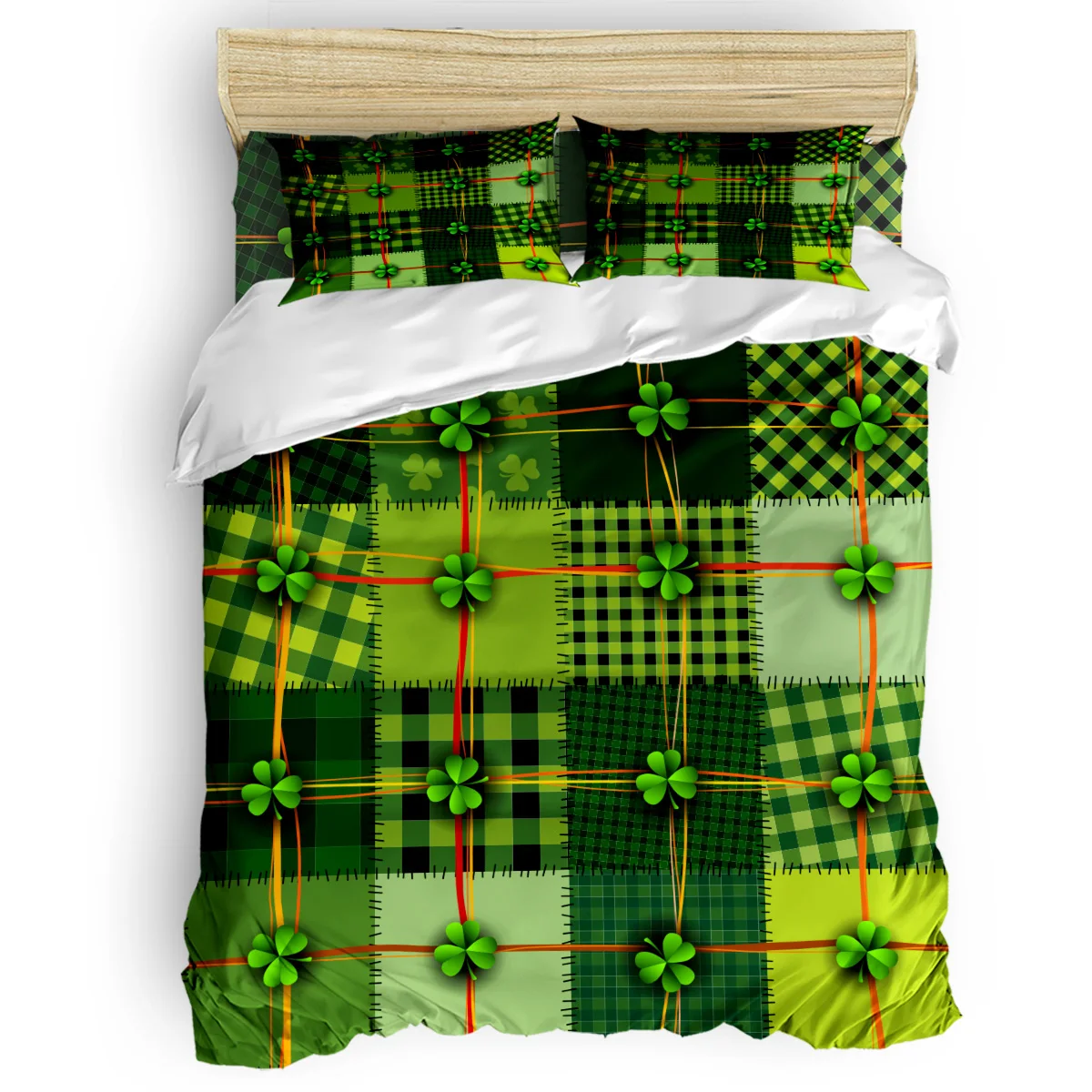 

St. Patrick'S Day Clover Cloth Pattern Duvet Cover Set 3/4pcs Bedding Set Bed Sheet Pillowcases Cover Set