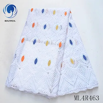 

BEAUTIFICAL african lace fabrics 5yards 100%Cotton voile lace fabric New design nigerian punch cotton lace for dress ML4R463