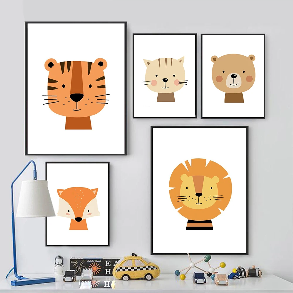 Nordic Cute Cartoon Forest Animal Canvas Painting Posters and Prints Wall Art Paintings for Baby Kids Bedroom Decor | Дом и сад