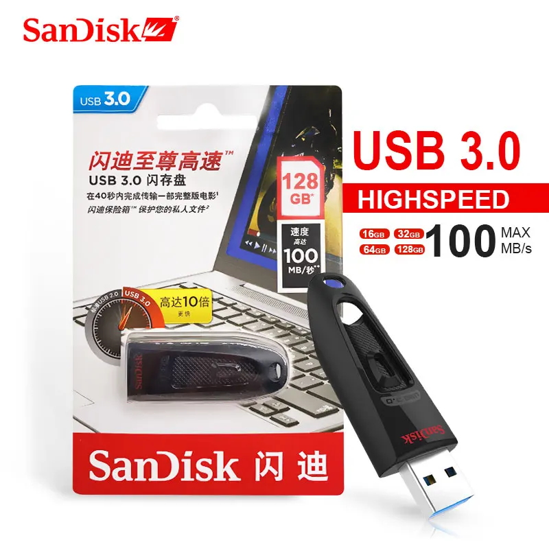 SanDisk USB флеш-накопитель 64 ГБ 16 32 128 256 флешка CZ48 3 0 карта памяти Флешка для