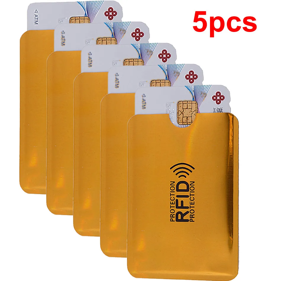 Анти Rfid кошелек Блокировка ридер замок банк держатель для карт Id банковский Чехол для карт металлический держатель для кредитных NFC алюминий 6*9,3 см - Цвет: 5pcs