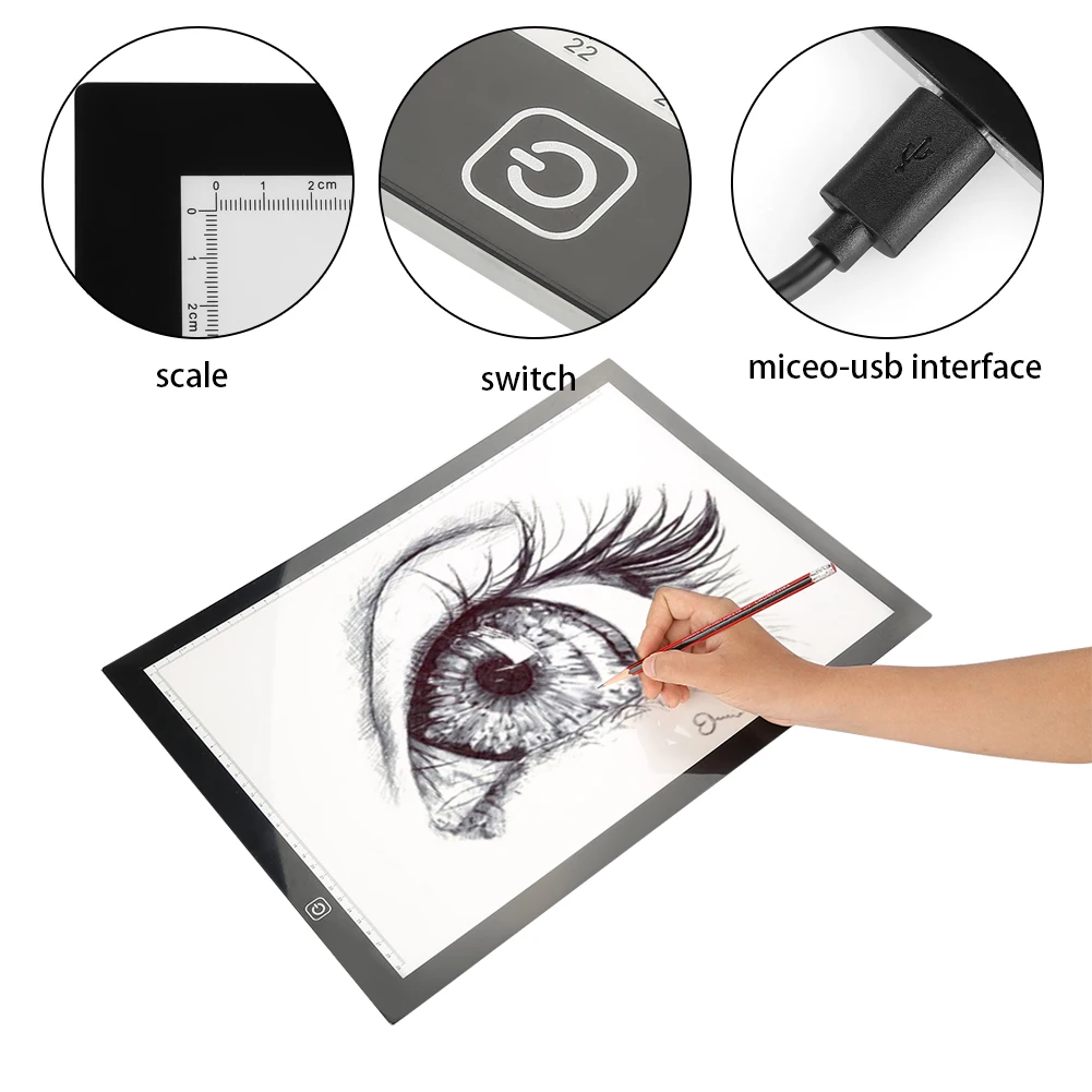 EU Plu A3 LED Light Box Tracing Board High Quality Acrylic Faceplate Art Design Stencil Drawing Painting Thin Pad Copy Lightbox EU Plu A3 LED Light Box Tracing Board High Quality Acrylic Faceplate Art Design Stencil Drawing Painting Thin Pad Copy Lightbox