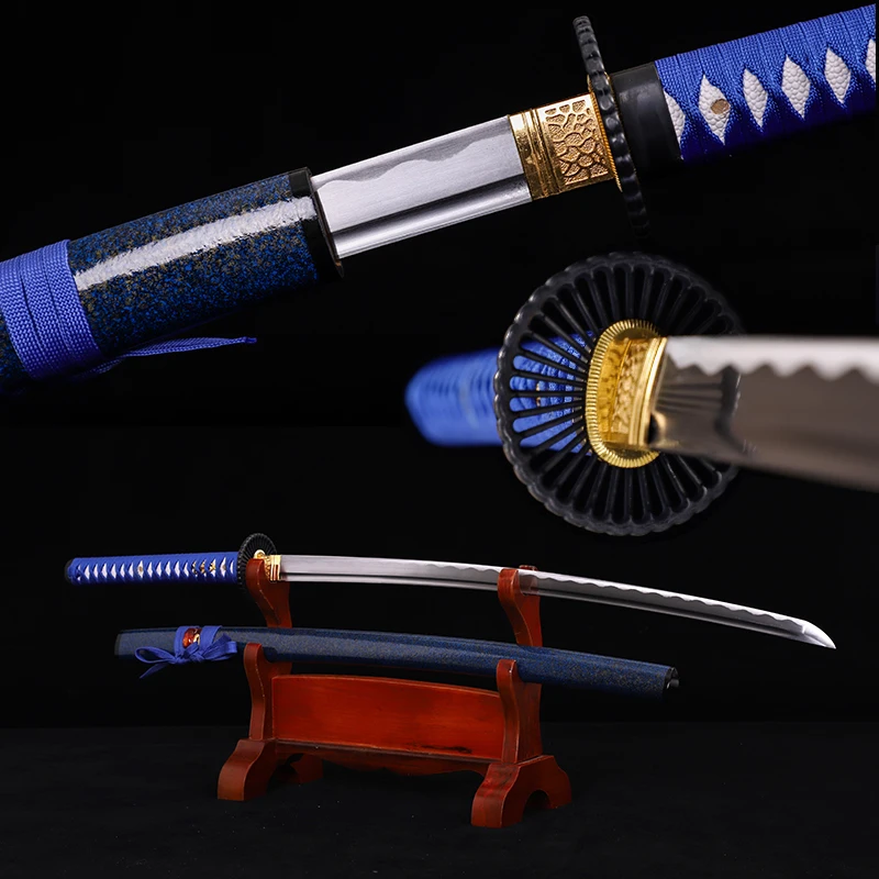 1060 High Carbon Steel Katana Sharp Blade Samurai Sword Full Tang Iron Tsuba 
