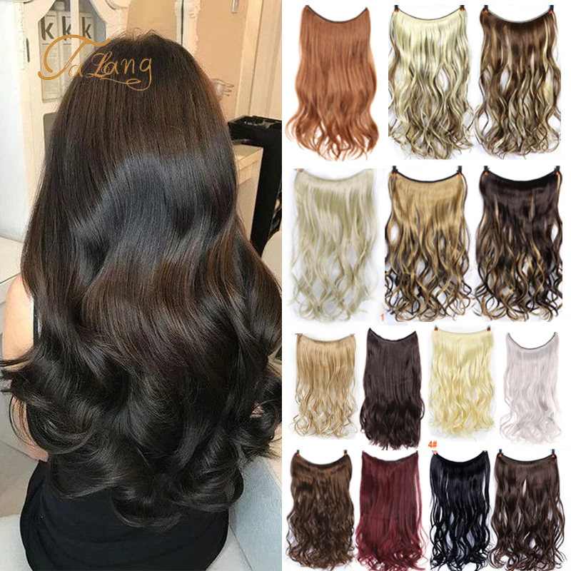 

TALANG 60cm Long Straight Women Clip in Hair Extensions Black Brown High Tempreture Synthetic Hair Piece