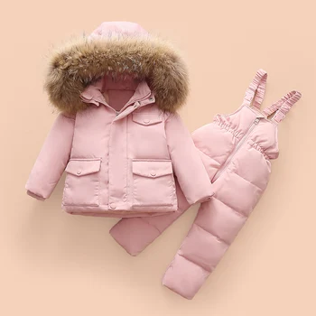 OLEKID 여아용 러시아 겨울 다운 재킷, 실제 모피 칼라, 어린이 겉옷, 점프 수트, 남아 파카 작업복, 2023 -30 도