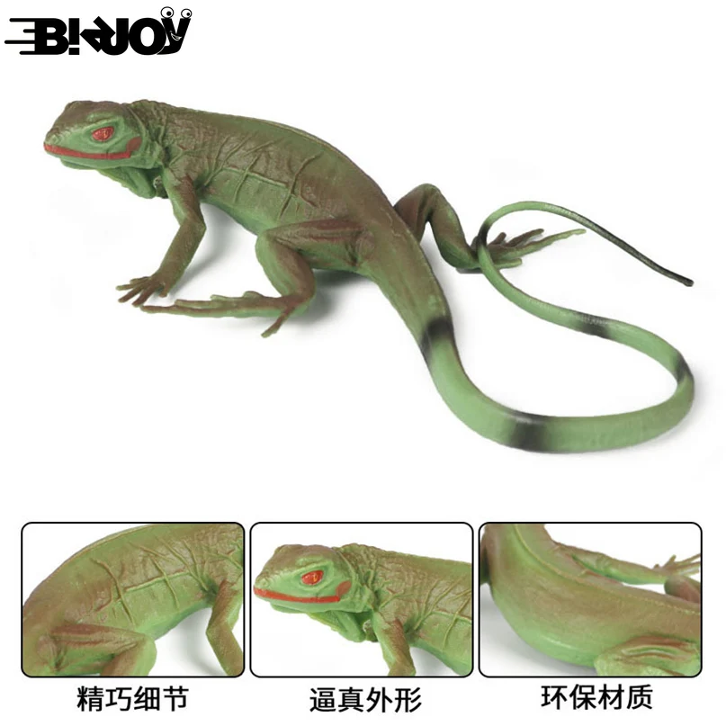 Simulation animal model reptile amphibious green iguana lizard four-legged snake tricky toy solid plastic | Игрушки и хобби