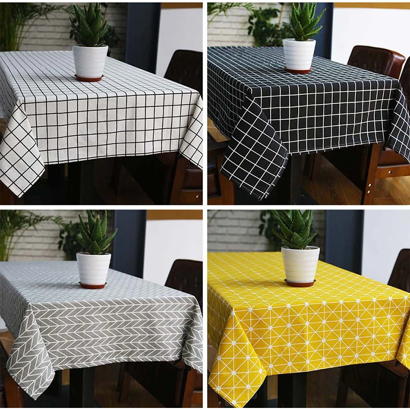 Wedding Party Rectangular Tablecloth Plaid Printed Pattern Dining Table