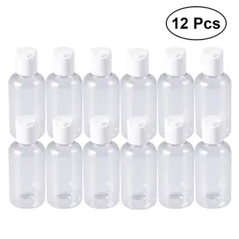 

OUNONA 12/15pcs 75ml Refillable Bottle Press Cap Travel Bottle Storage Container for Shampoo Cream Lotion (Random Cap Color)