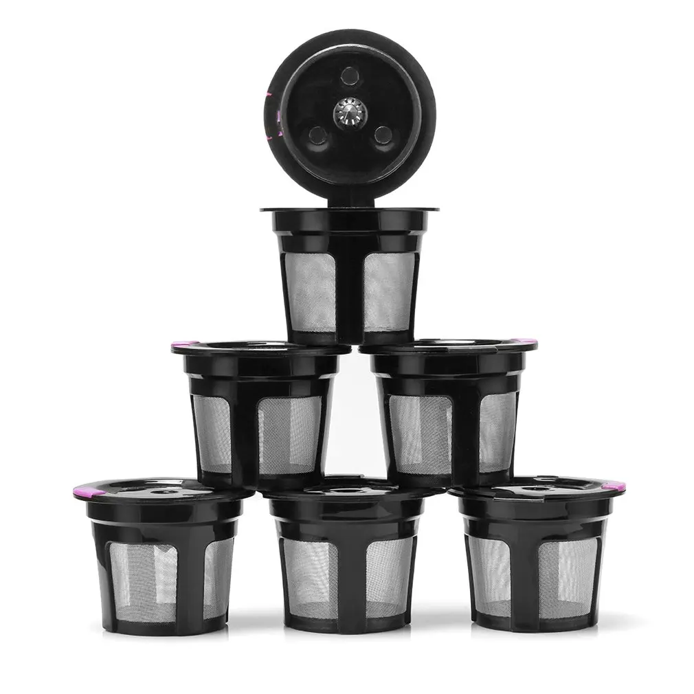 

6Pcs Refillable Coffee Capsules Filter Mesh K Cup Baskets Reusable Dripper for Keurig 2.0 Coffee Machine Accessories