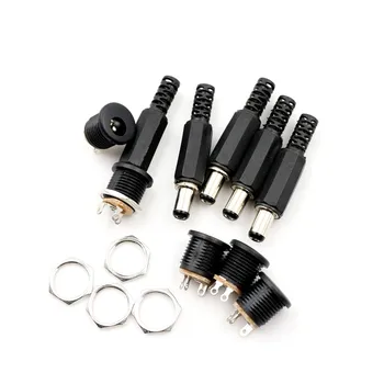 

10 pcs 12V 3A Plastic Male Plugs + Female Socket Panel Mount Jack DC Power Connector Electrical Supplies Types 5.5*2.1