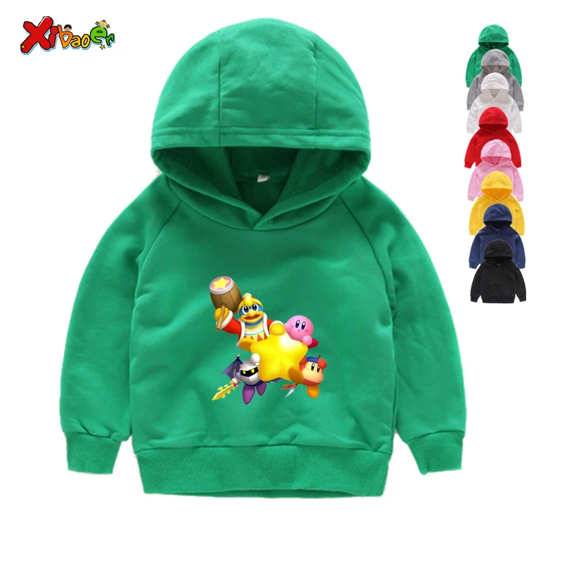 Kids Hoodies Милые белые толстовки с капюшоном для девочек с изображением Кирби, детские игровые худи, свитшоты, Детские Зимние Топы с длинными рукавами, розовые толстовки - Цвет: Kids Hoodies