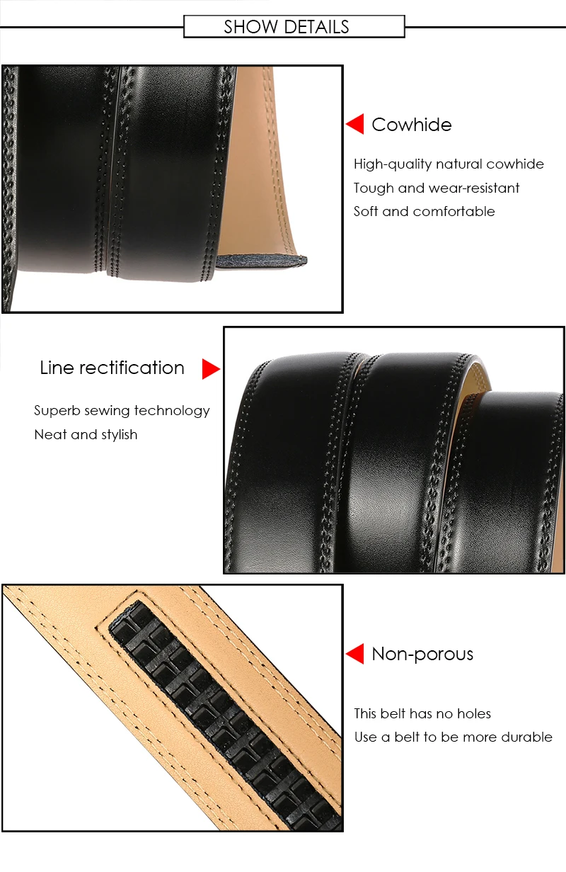 VATLTY Neue 31mm Leder Gürtel für Männer Harte Legierung Automatische Schnalle Weiche Natürliche Rindsleder Nicht-poröse Hosen Gürtel anzug Gürtel Männlich – Detail 5