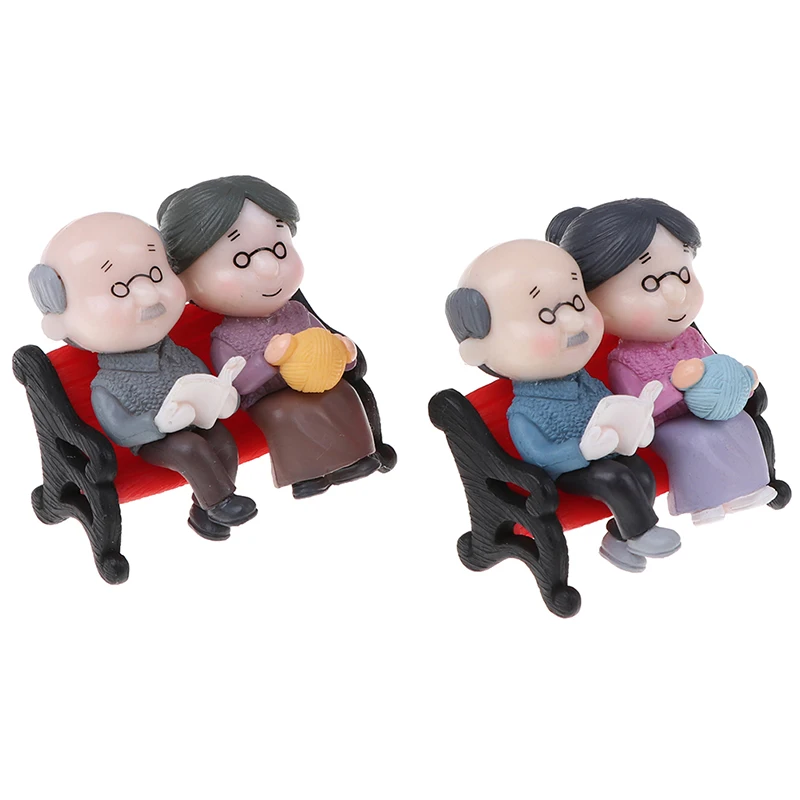 1PC Fairy Garden Micro Landscape Ornament Bonsai Miniatures Toy Couple Dolls Grandparents Figurines Home Decor