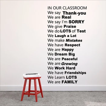 

Free Shipping Classroom Rules Vinyl Wall Decal Decor,In Our Classroom We Say Thank You ,Home School And Classroom Decororation