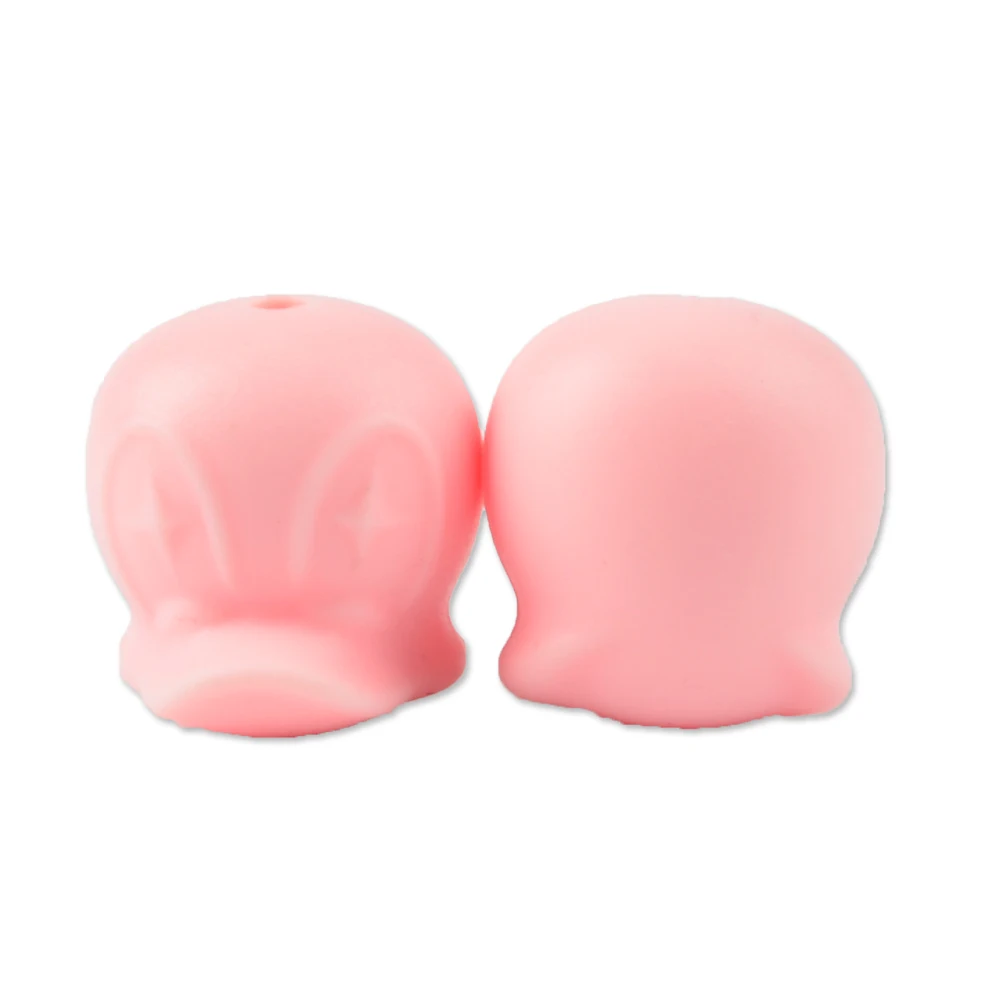 rose quartz LOFCA 10 шт. Силиконовые бусы Дональд БФА бесплатно животные утка Прорезыватели Детские аксессуары для зубов пищевая соска для изготовления цепи - Цвет: rose quartz