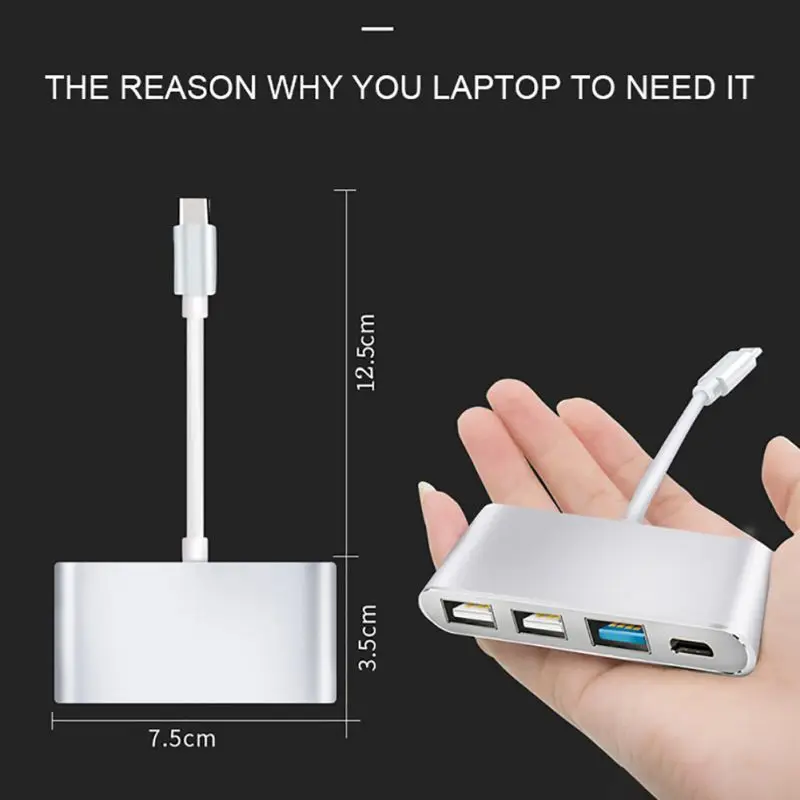 4 в 1 USB C концентратор type-C к USB3.0 адаптер конвертер для Macbook Matebook ноутбук смартфон