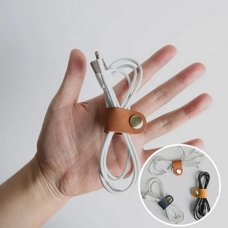 Cord Organizer Leather Cable Strap Cable Tie Wrap Management for Work and Travel 1PC 2020