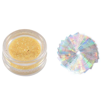 

30 Pots Glitter Powder Nails Deco Gel Sequins Manicure & 24Pcs Nail Vinyls Stencil Stickers Set, 72 Designs