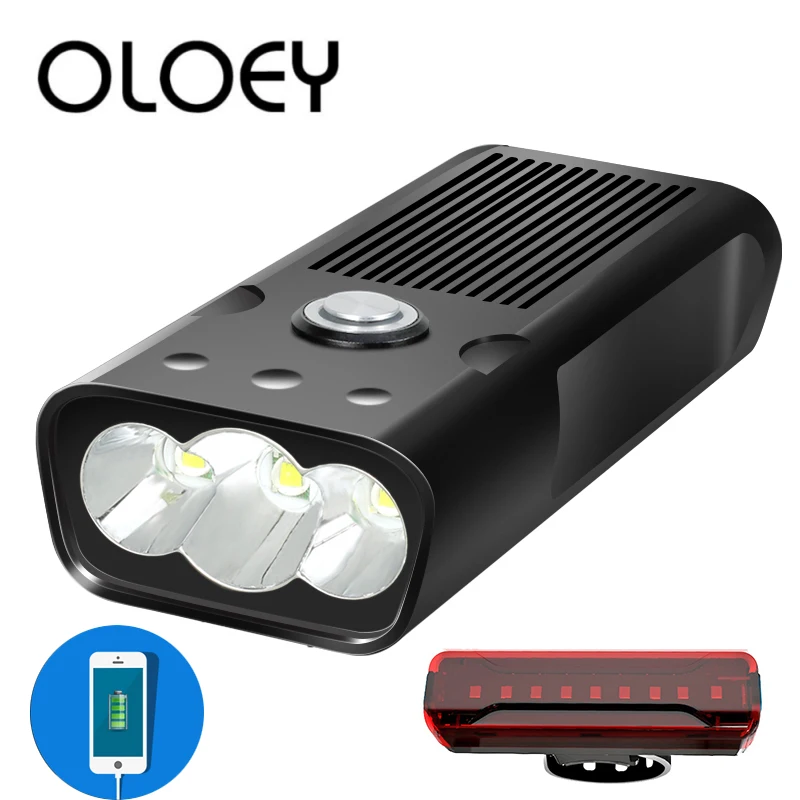 

OLOEY Bike Bicycle light T6 LED 5200mAh Taillight Bike Light USB Front Lamp Waterproof Headlight Flashlight Cycling Head Light