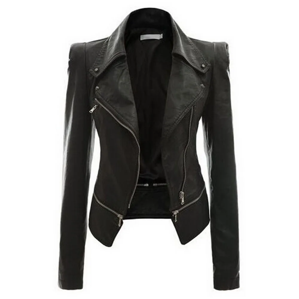 HEFLASHOR 2019 Women PU Leather Jacket Flight Turn-down Collar Coat Zip Up Biker Casual Tops Outfit Ladies Motorcycle Outerwear | Женская