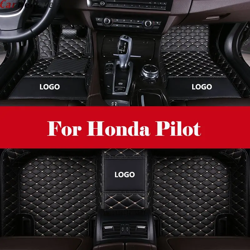 

Embroidery LOGO Custom Leather car floor Foot mat waterproof car accessories styling For Honda Pilot