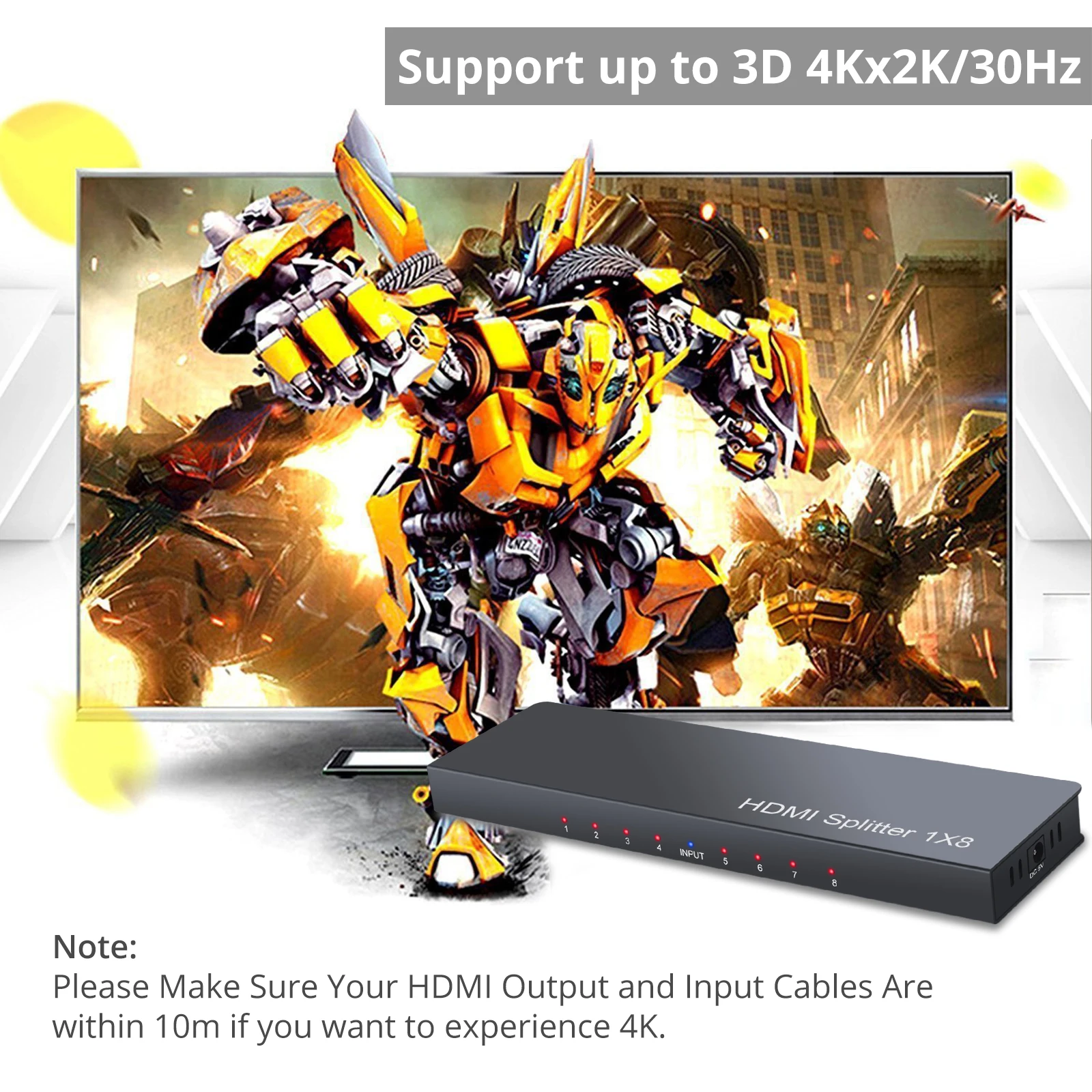 Neoteck-HDMI ȣȯ й, 1 in 8 , 4K/30hz, 1080p, 3D, 1x8 й , HDMI-PS3 緹 ÷̾ ȣȯ 1.4b