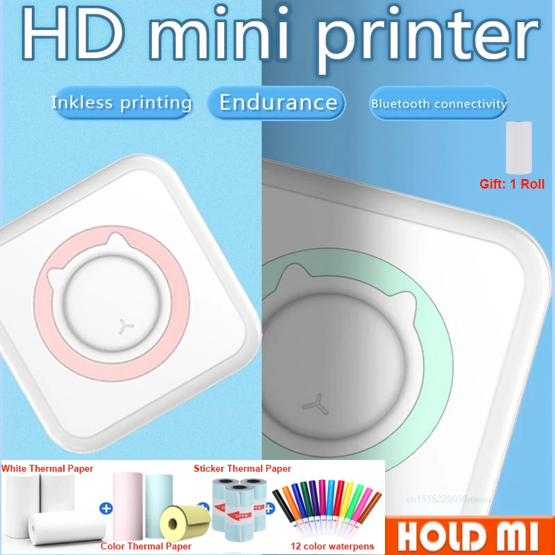 Thermal Printer Portable Mini Wirelessly BT Connect 200dpi Photo La sticker machine Memo List Printing Wireless Clearly | Компьютеры и