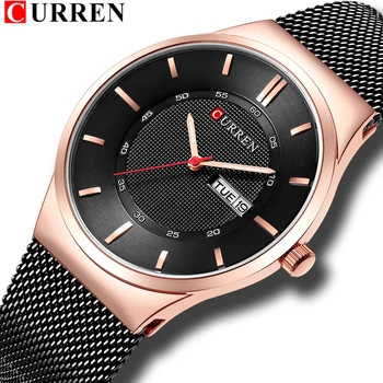 

Men Simple Watch 2018 Man Fashion Brand CURREN Casual Business Quartz Wristwatch With Week and Date Steel Mesh Relojes Hombre