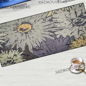 

XGZ Landscape Large Mouse Pad Black Lock Edge City Street Graffiti Table Mat Sunflower Print Washable Fabric Non-slip Bottom
