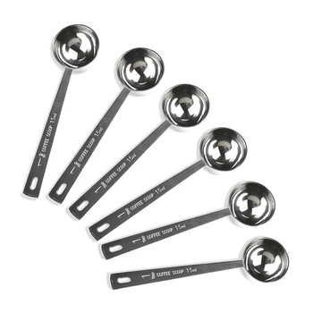 

6 Pcs 15ML Coffee Scoop Thicken Stainless Steel Tablespoon Measuring Spoons Tablespoon Tea Spoon for Fruit Powder