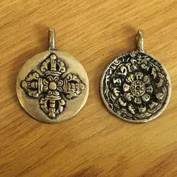 PN062 этническое тибетское металлическое медное Винтажное кольцо с бирюзой 29 мм мелонг Подвеска для мужчин талия цепочка для ключей с