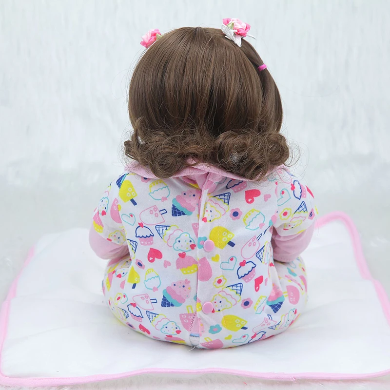 42 см Reborn Baby Doll игрушка мягкая силиконовая милая розовая ткань для тела модная короткая объемная Реалистичная кукла для новорожденных подарки для малышей