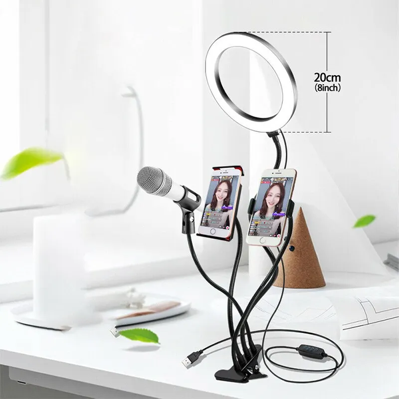 

LED Selfie Ring Light Cellphone Photography Light Dimmable LED Ring Light Studio Selfie Makeup Lamp with Phone Tablet Stand