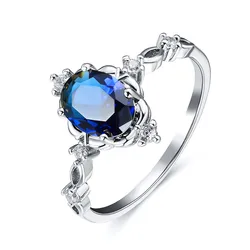 Elegant Opal & Crystal Women's Wedding Ring in Gold & Silver Tones - 8 (Silver Blue)