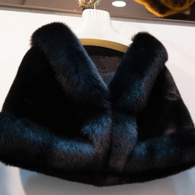 Luxury Women Ladies Winter Real Mink Fur Cape Shawl Genuine Fur Wedding Party Bride Wedding Dress Cape Warm