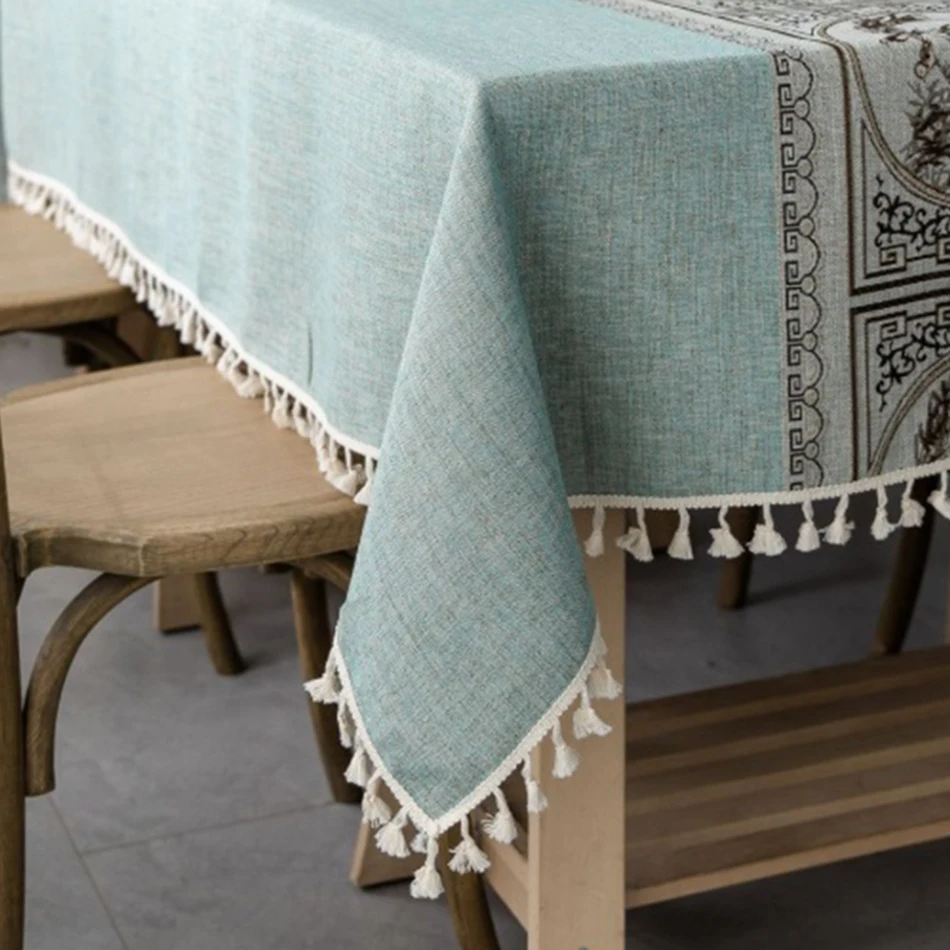 Japanese-Style Cotton Linen Rectangle TableclothChristmas Decoration Table Cloth Waterproof FabricDoilies for Kitchen Birthday