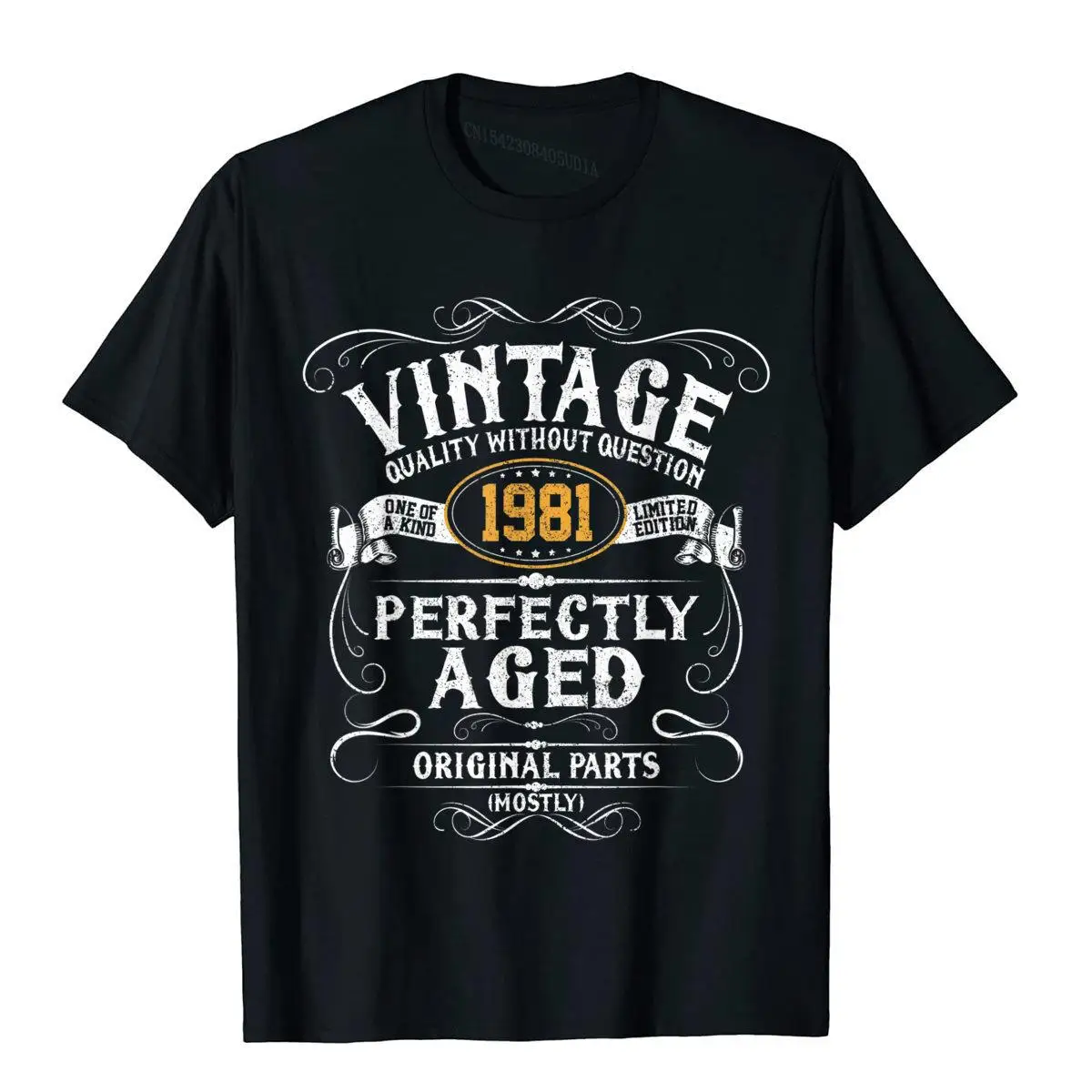 Mens 40th Birthday Funny Gift Vintage 1981 Original Parts T-Shirt__B5796black