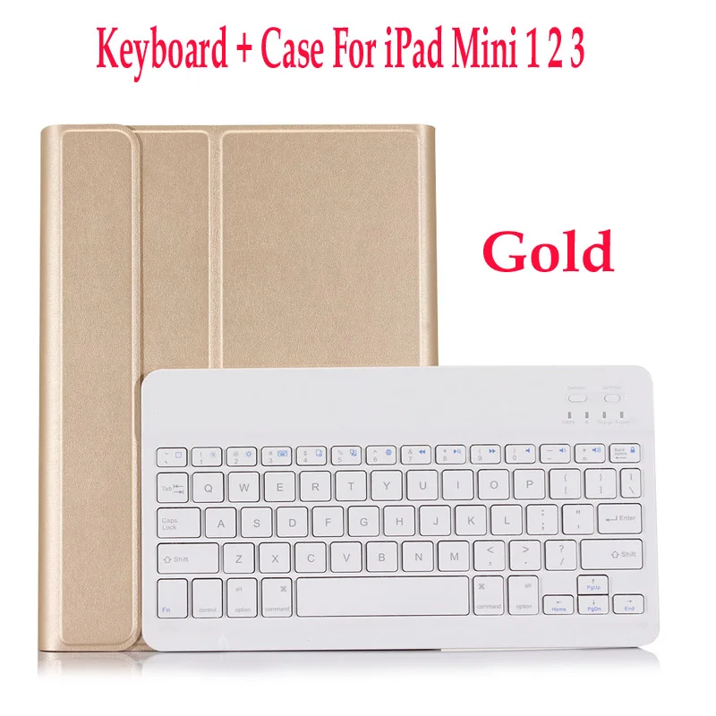 For mini 1 2 3 Gold Беспроводной Bluetooth чехол-клавиатура, для Apple iPad mini 1 2 3 Чехол-клавиатура для iPad mini 4 iPad mini 5 - Цвет: For mini 1 2 3 Gold