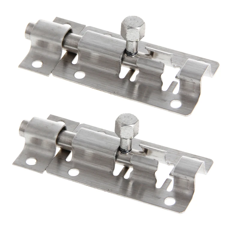 1 Pair Stainless Steel Door Lock Latch Slide Straight Barrel Bolt Clasp Set 2"