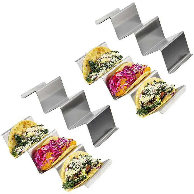 20Pcs Metal Taco Holders Jumbo Stand Up Rack Stainless Steel Durable Tray Party Serving Supply
