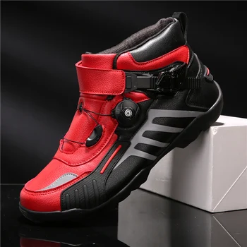 

New Motorcycle Boots Men Breathable Botas Moto Boots Hombre Motorcycle Shoes Motorbike Biker Riding Boots Touring Ankle Shoes