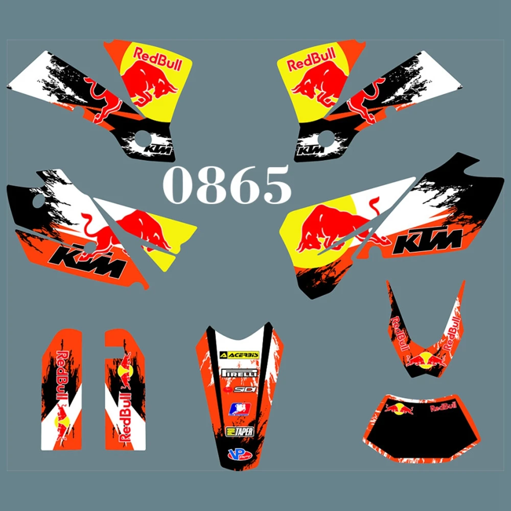 Для KTM 125 200 250 300 400 450 525 EXC 2004 Bull полный графический Набор наклеек с именем на заказ Глянцевые Наклейки