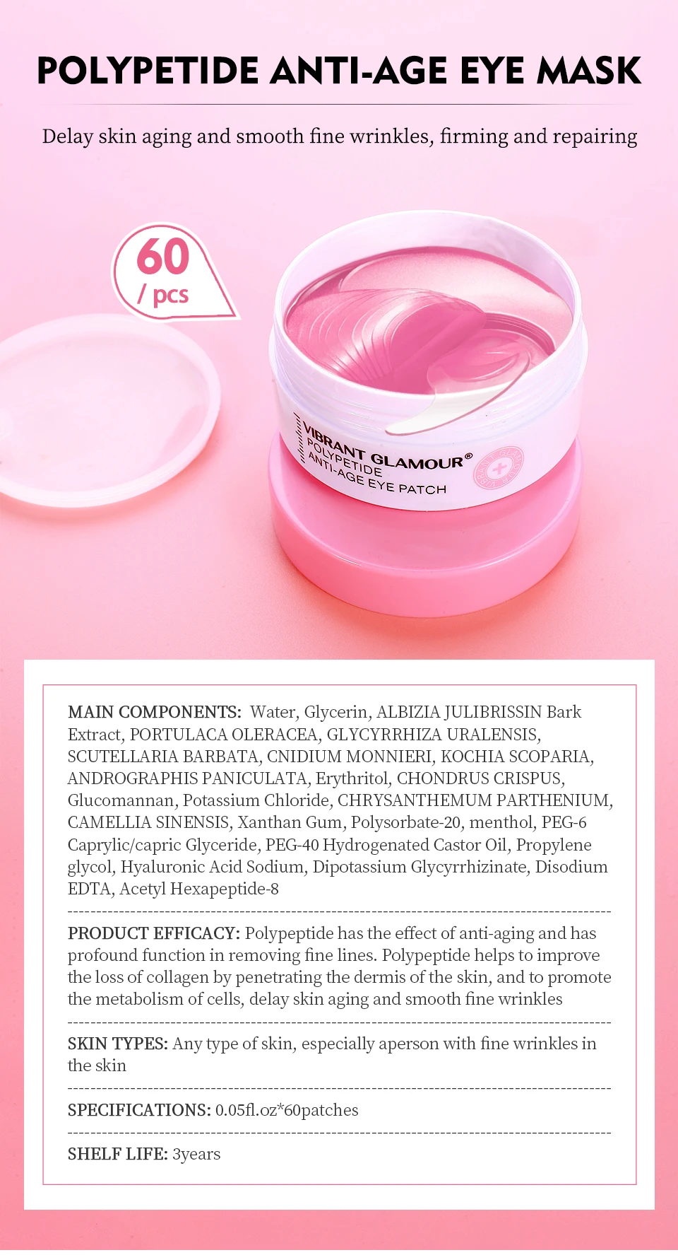 Cuidados com a Pele Creme para os Olhos Conjunto de Círculos Vibrante Glamour Conjunto Argireline Rosto Soro Máscara Anti-envelhecimento Hidratante Remover Inchaço Escuros 6 High Quality Beleza e saúde